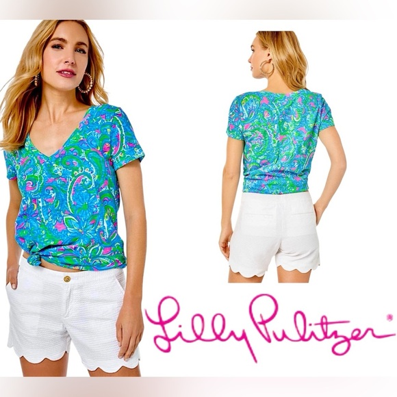 Lilly Pulitzer Buttercup Scallop Shorts Resort White Wave Jacquard Waffle Fabric - Picture 16 of 16